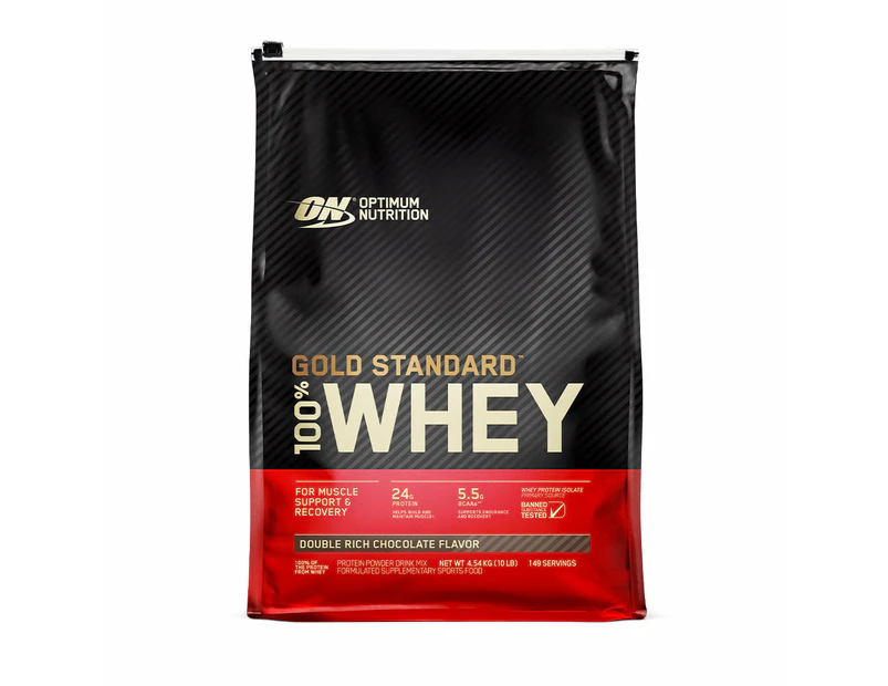 Optimum Nutrition Gold Standard 100% Whey Protein Powder Double Rich Chocolate 4.54kg