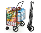 Costway Shopping Grocery Trolley Cart Basket Bag Foldable Metal Luggage Universal Wheels