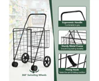 Costway Shopping Grocery Trolley Cart Basket Bag Foldable Metal Luggage Universal Wheels