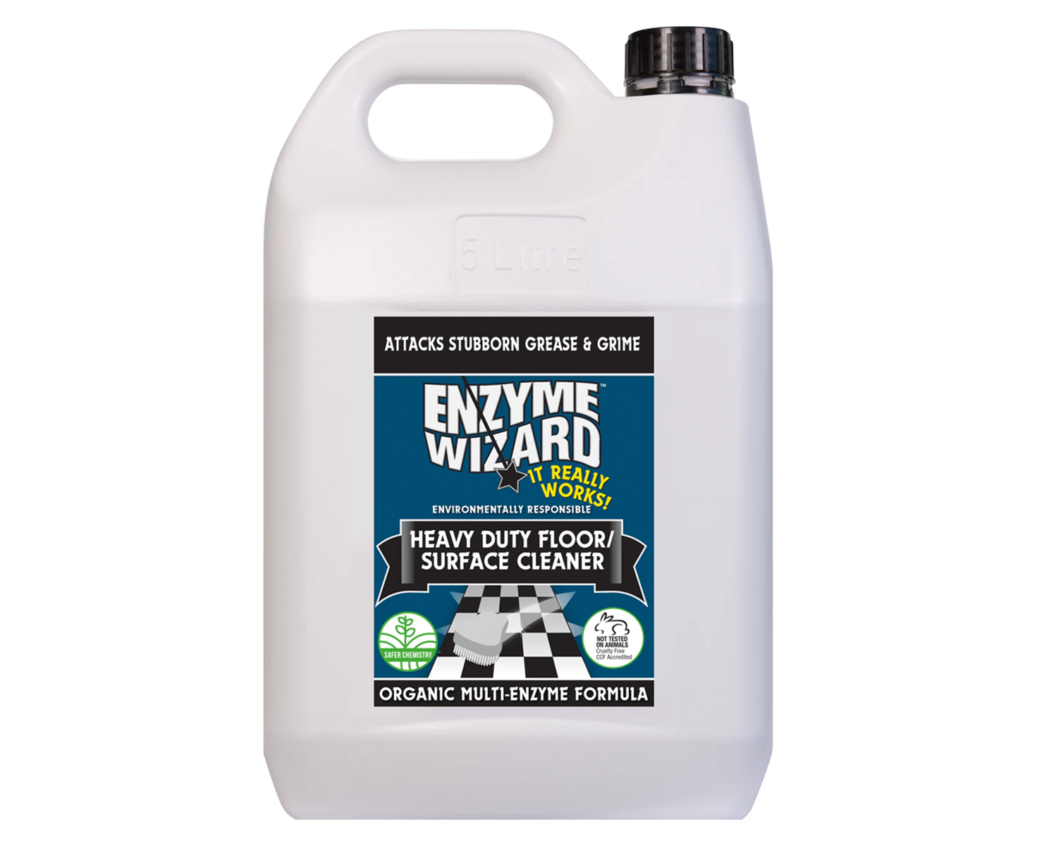 Enzyme Wizard Heavy Duty 5L Industrial Cleaner for Concrete Floors Toilets & Barbeques - Liquid Cleaners