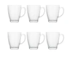 Set of 6 Premium Glass Coffee Mugs With Handle Wide Mouth Hot Cold Beverage Mugs