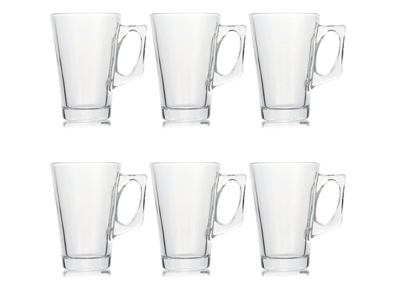 6Pcs Glass Coffee Tea Mugs With Comfortable Handle Hot Cold Beverage Cups