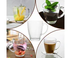 Set of 6 Premium Glass Coffee Mugs With Handle Wide Mouth Hot Cold Beverage Mugs