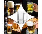 Set Of 6 Glass Beer Mugs Large Beer Glass Steins with Handle Hot Cold Beverage Mugs