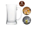 6Pcs Glass Beer Mugs Large Draught Beer Steins with Handle Hot Cold Beverage