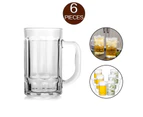 6Pcs Glass Beer Mugs Large Beer Glass Steins with Handle Hot Cold Beverage Mugs