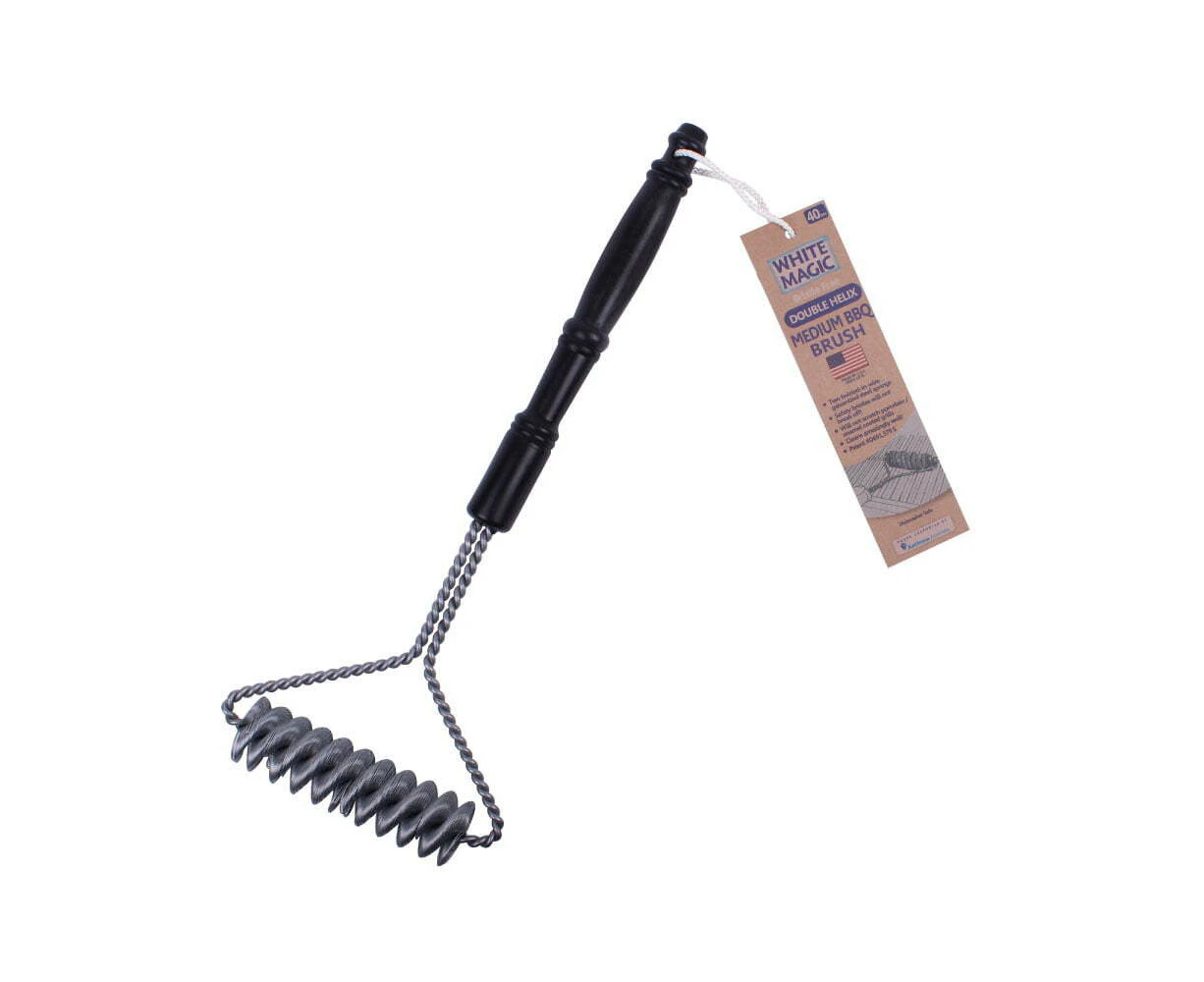 White Magic Medium 40cm Cleaning Barbecue Grill Brush Double Helix Cleaner Black