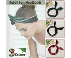 Lady Wrap Rabbit Ears Hair Band Vintage Velvet Pearl Bow Hair Band Wire Headband - Red