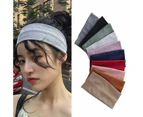 Women Headband Solid Wide Turban Knitted Cotton Hairband Girls Elastic Hair Band - Red