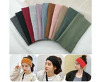 Women Headband Solid Wide Turban Knitted Cotton Hairband Girls Elastic Hair Band - Red