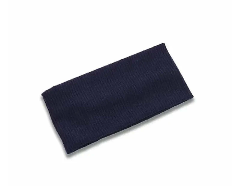 Women Headband Solid Wide Turban Knitted Cotton Hairband Girls Elastic Hair Band - Navy