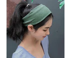 Women Headband Solid Wide Turban Knitted Cotton Hairband Girls Elastic Hair Band - Navy