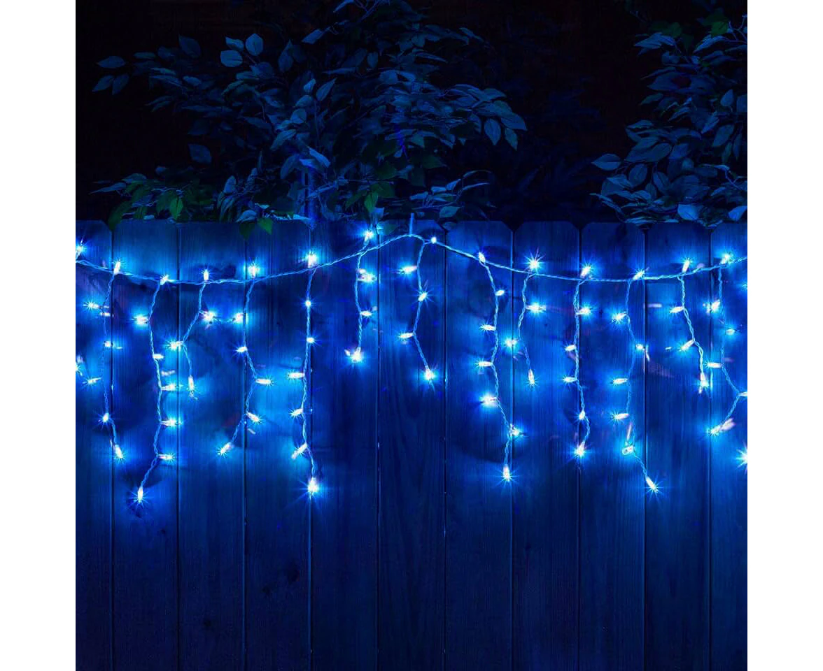 Icicle Lights 500 LED Christmas Events Decorations 8 Function 20m Long Indoor/Outdoor - Blue