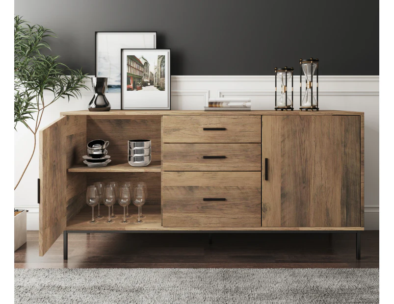 Cosmoliving Buffet Sideboard Console Tables Cabinet Storage 2 Doors 3 Drawers Large Sideboard 140 cm