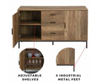 Cosmoliving Buffet Sideboard Console Tables Cabinet Storage 2 Doors 3 Drawers Large Sideboard 140 cm