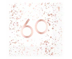 60th Birthday Rose Gold "60" Lunch Napkins 16 Pack