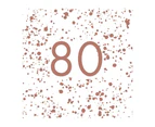 80th Birthday Rose Gold "80" Lunch Napkins 16 Pack