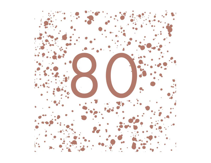 80th Birthday Rose Gold "80" Lunch Napkins 16 Pack