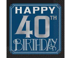 Happy 40th Birthday Hot Foil Stamped Beverage Napkins