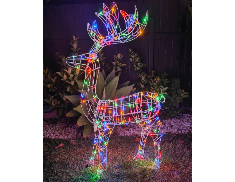 Christmas Decoration 3D Frame Standing Buck Reindeer 114cm Multi LED Indoor Outdoor