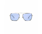 Calvin Klein Unisex Square Blue Tint Sunglasses with Stripes