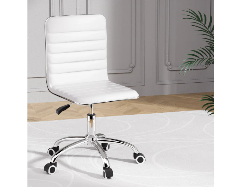 Artiss Office Chair Conference Chairs PU Leather Low Back White