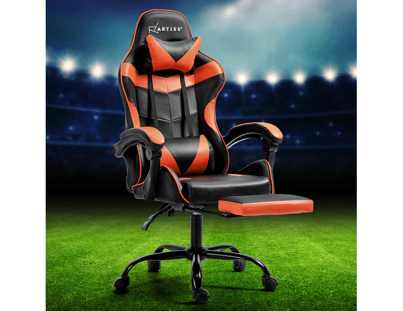 Artiss Gaming Chair Ergonomic Office Chairs Executive Computer Footrest Seat Orange