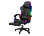 Artiss Gaming Chair 6 Point Massage Office Chairs Executive Seat 7 LED Black