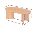 Artiss Coffee Table Oval 110CM Pine Alva