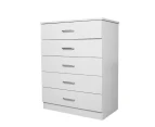 Design Square Modern 5-Drawer Chest TallBoy Storage Cabinet - White