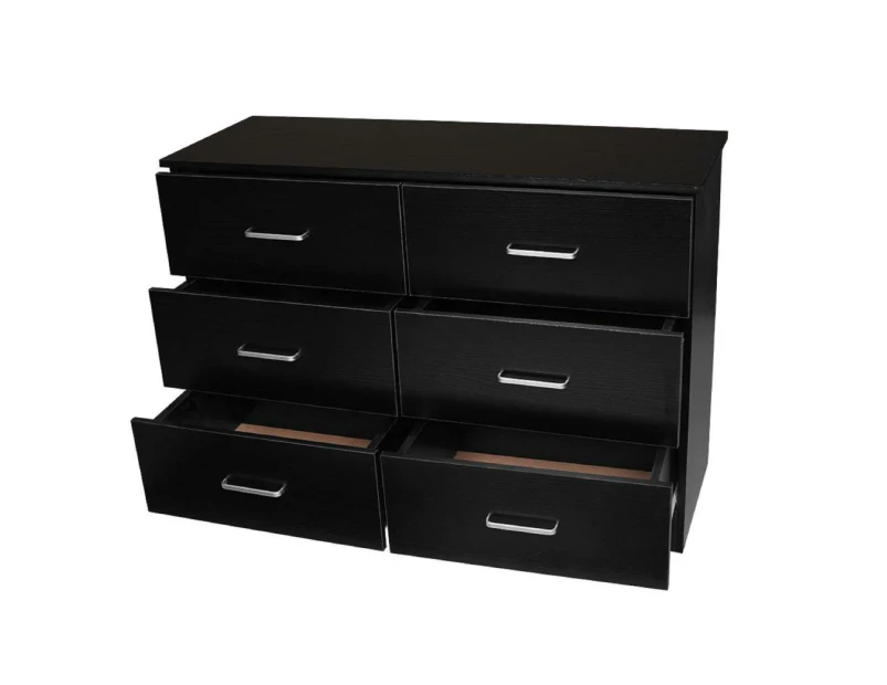 Design Square Modern 6-Drawer Chest Dresser Lowboy Storage Cabinet - Black