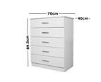 Design Square Modern 5-Drawer Chest TallBoy Storage Cabinet - White