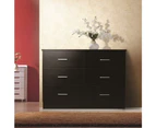 Modern 6-Drawer Chest Dresser Lowboy Storage Cabinet - Black - Black