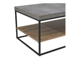 Design Square Rectangular Coffee Table - Black Metal Frame - Cement Grey