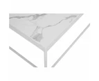 Design Square Rectangular Coffee Table W/ Marble Effect - White