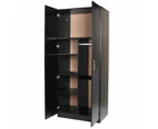 Modern 2-Door Multi-Purpose Wardrobe Closet Clothes Storage Cabinet - Black - Black