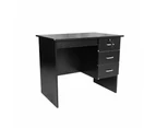 Modern Office Writing Study Computer Desk Table 120cm W/ 3-Drawers - Black - Black