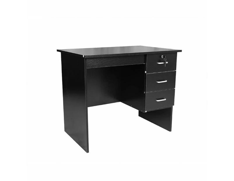 Modern Office Writing Study Computer Desk Table 120cm W/ 3-Drawers - Black - Black