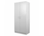 Modern 2-Door Multi-Purpose Wardrobe Closet Clothes Storage Cabinet - White - White