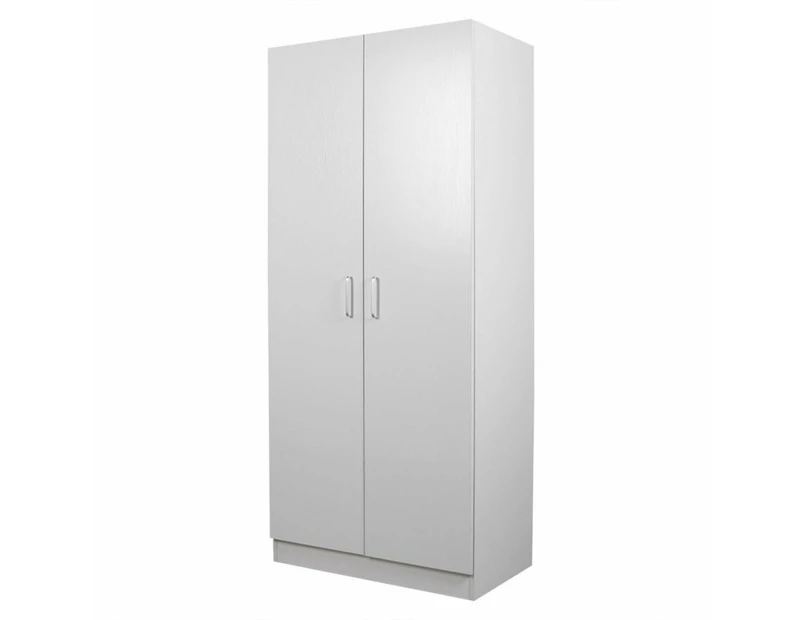 Design Square Modern 2-Door Multi-Purpose Wardrobe Closet Clothes Storage Cabinet - White