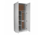 Design Square Modern 2-Door Multi-Purpose Wardrobe Closet Clothes Storage Cabinet - White