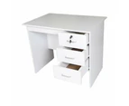 Modern Office Writing Study Desk 90cm W/ 3-Drawers - White - White
