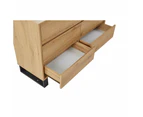 Wooden Dresser Chest Of 6-Drawers Lowboy Storage Cabinet W/ Mirror - Natural