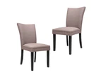Set Of 2 Designer Fabric Modern Dining Chair Wooden Legs - Taupe