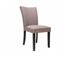 Set Of 2 Designer Fabric Modern Dining Chair Wooden Legs - Taupe