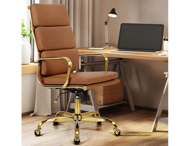 Furb Ergonomic Executive Eames Office Chair Height Adjustable Gold/Brown