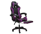 Furb Gaming Chair Leather Footrest Executive Office Chair Lumbar Support With Headrest Purple