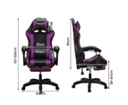 Furb Gaming Chair Leather Footrest Executive Office Chair Lumbar Support With Headrest Purple