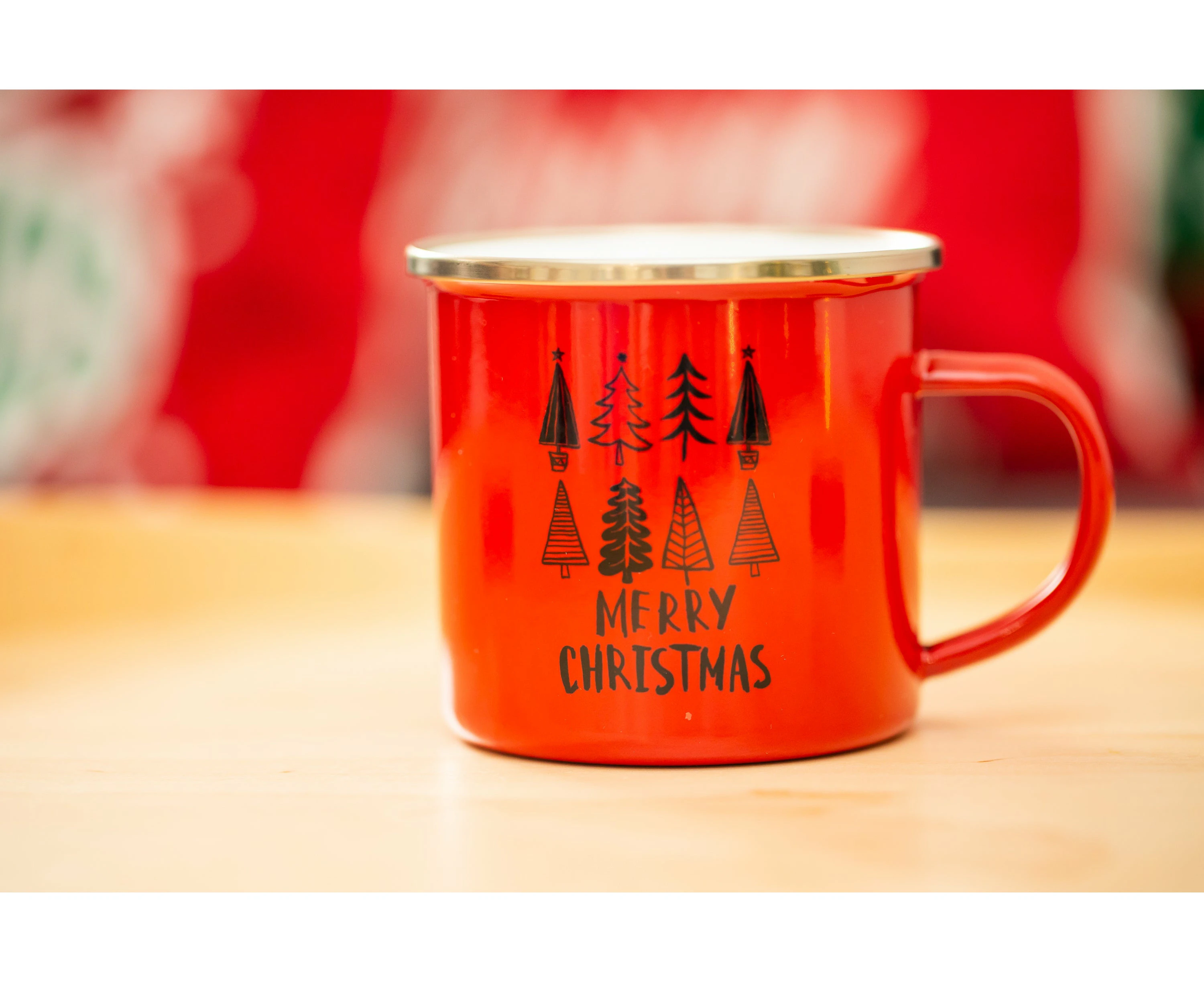 "Merry Christmas" red enamel mug