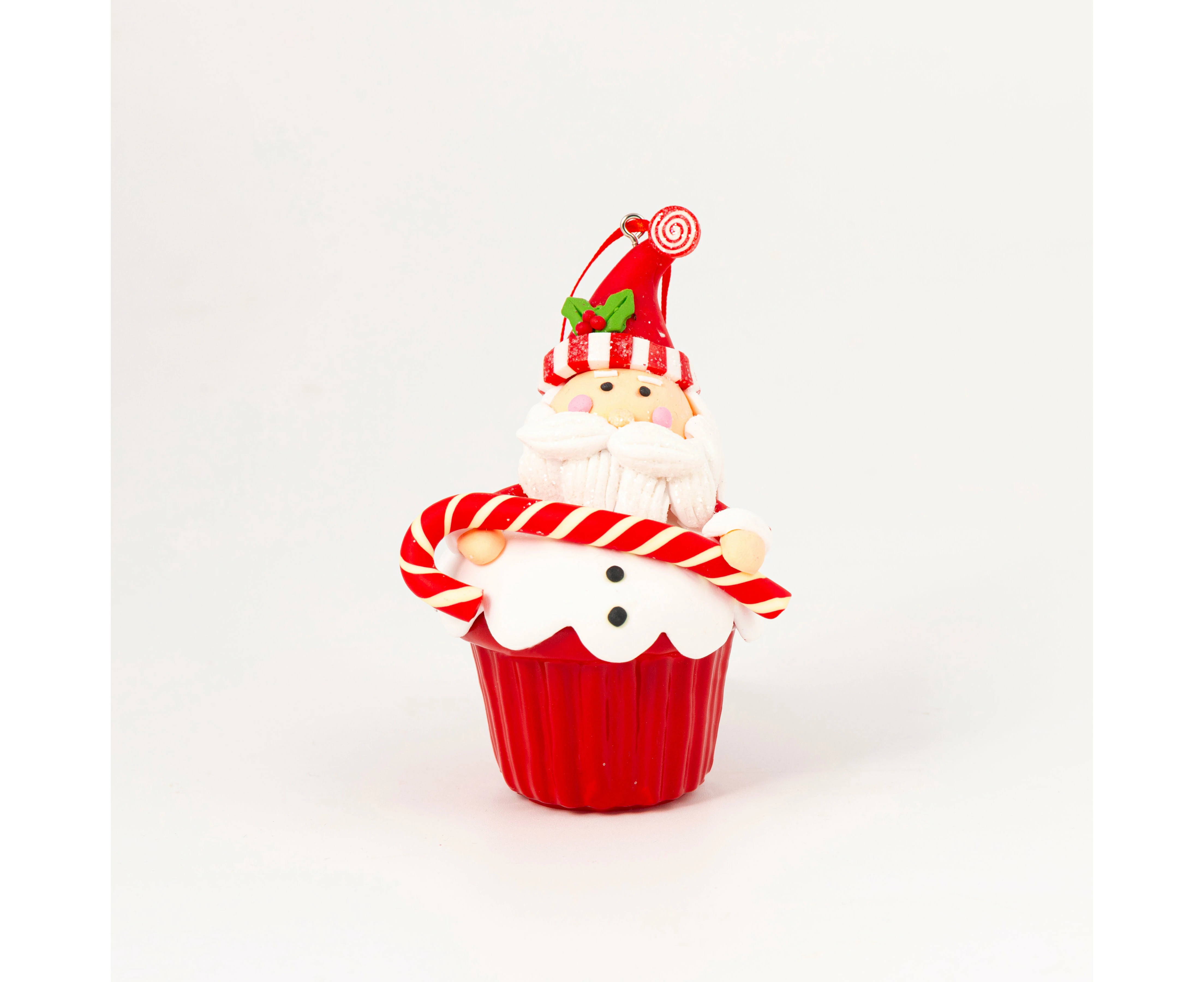 Handmade Peppermint Santa Cupcake Tree Ornament